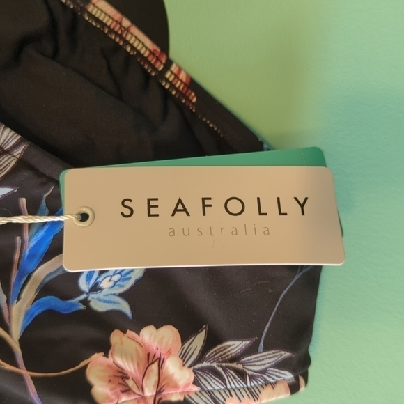 SEAFOLLY High Cut Bikini Bottoms Black Floral US New - Picture 4 of 6